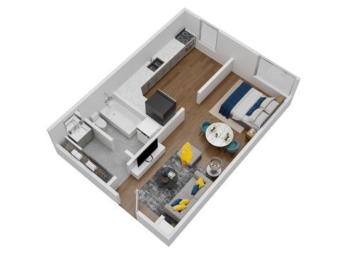 Floor plan for studio, 1 bath, 525 sqft